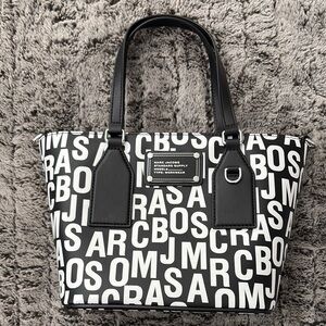 Marc Jacobs Black and White Satchel with Graphic Design